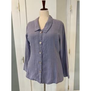 TSD Two Star Dog Women’s Lavender 100%Hemp Long Sleeve Button-Up Blouse L